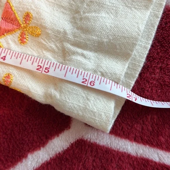 OPEN TO OFFERS Anthropologie Cream Embroidered Straight-Leg Pants size SMALL - Picture 8 of 9